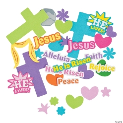 Easter Cross with Verses Foam Adhesive Shapes -520 Pc